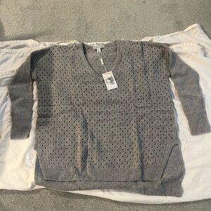 Autumn Cashmere Hi Lo Slash Sweater W/ Holes